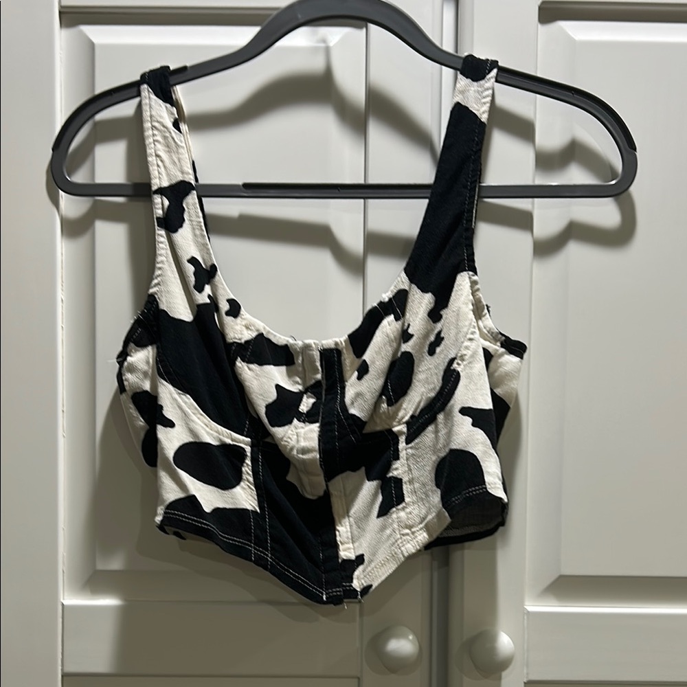 Black and White Cow Print Crop Top